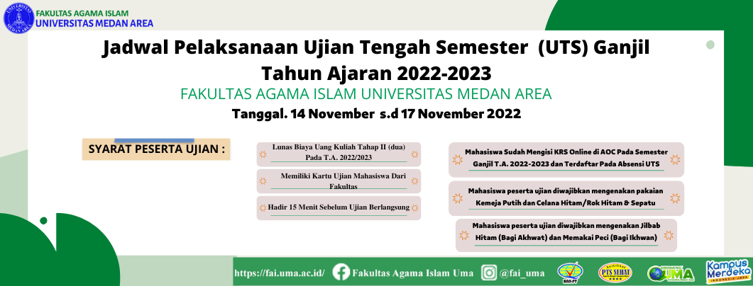 Slider PELAKSANAAN & SYARAT PESERTA UTS GANJIL TAHUN AJARAN 2022-2023 FAI UMA