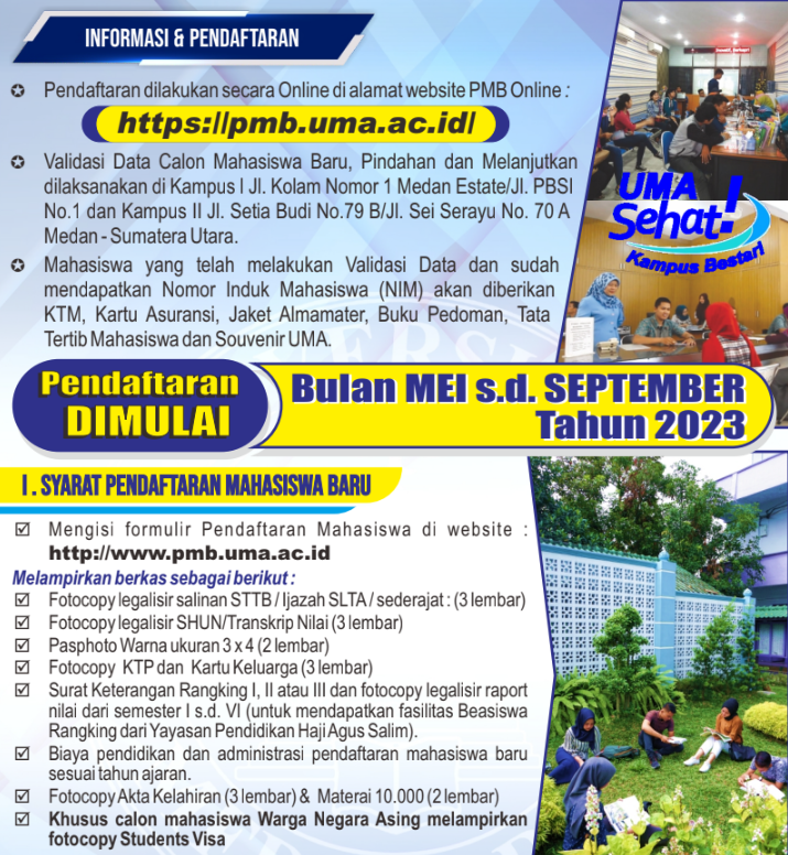 Informasi dan Pendafataran Mahasiswa Baru Universitas Medan Area

