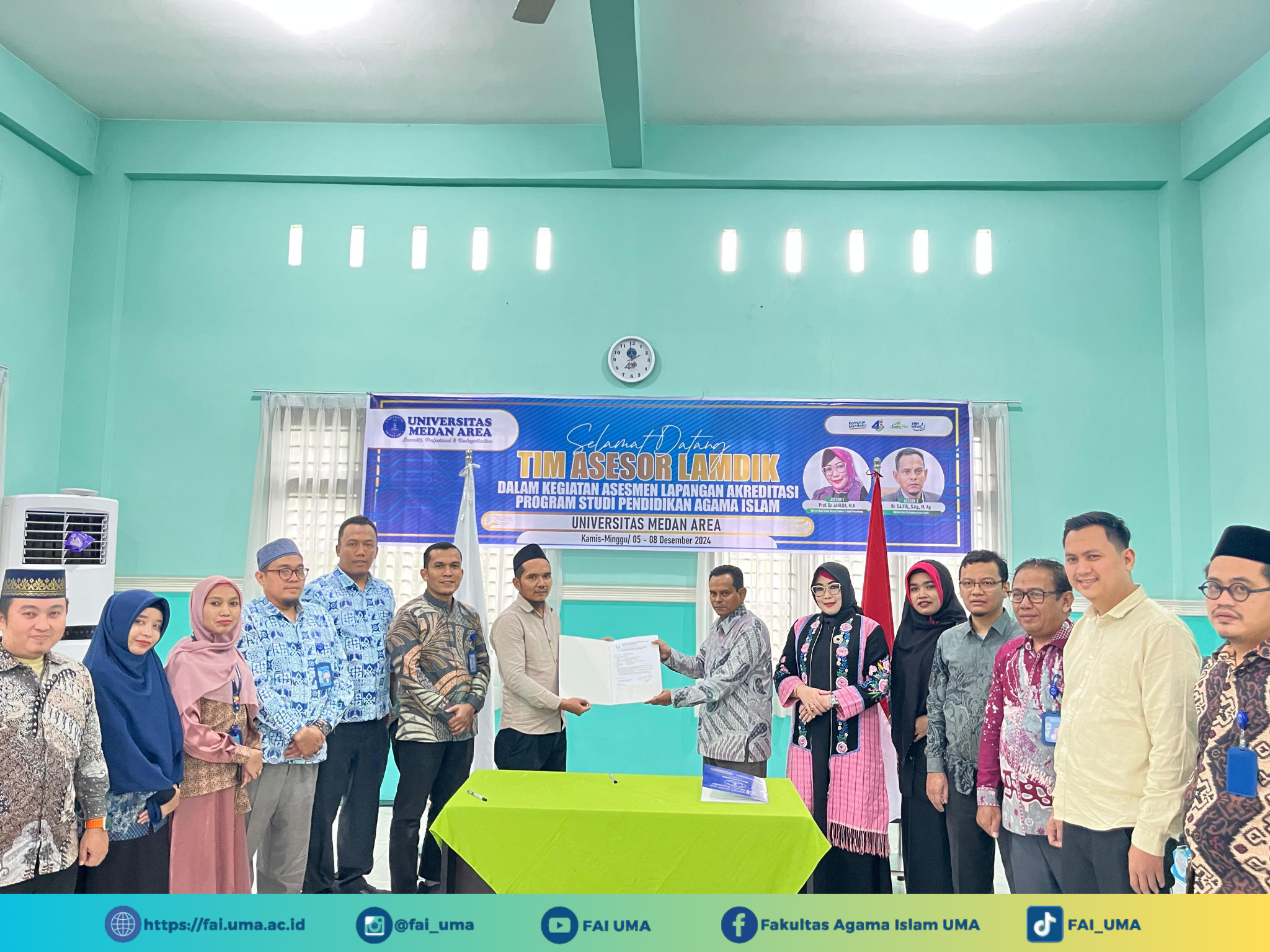 Serah Terima Dokumen Penilaian Asesmen Lapanagan Akreditasi Prodi PAI UMA